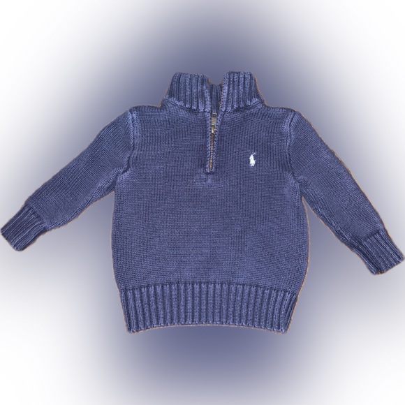 Polo Ralph Lauren Knit Navy Blue Half-Zip Sweater Pullover Top 18m Preppy Pony - Picture 7 of 7